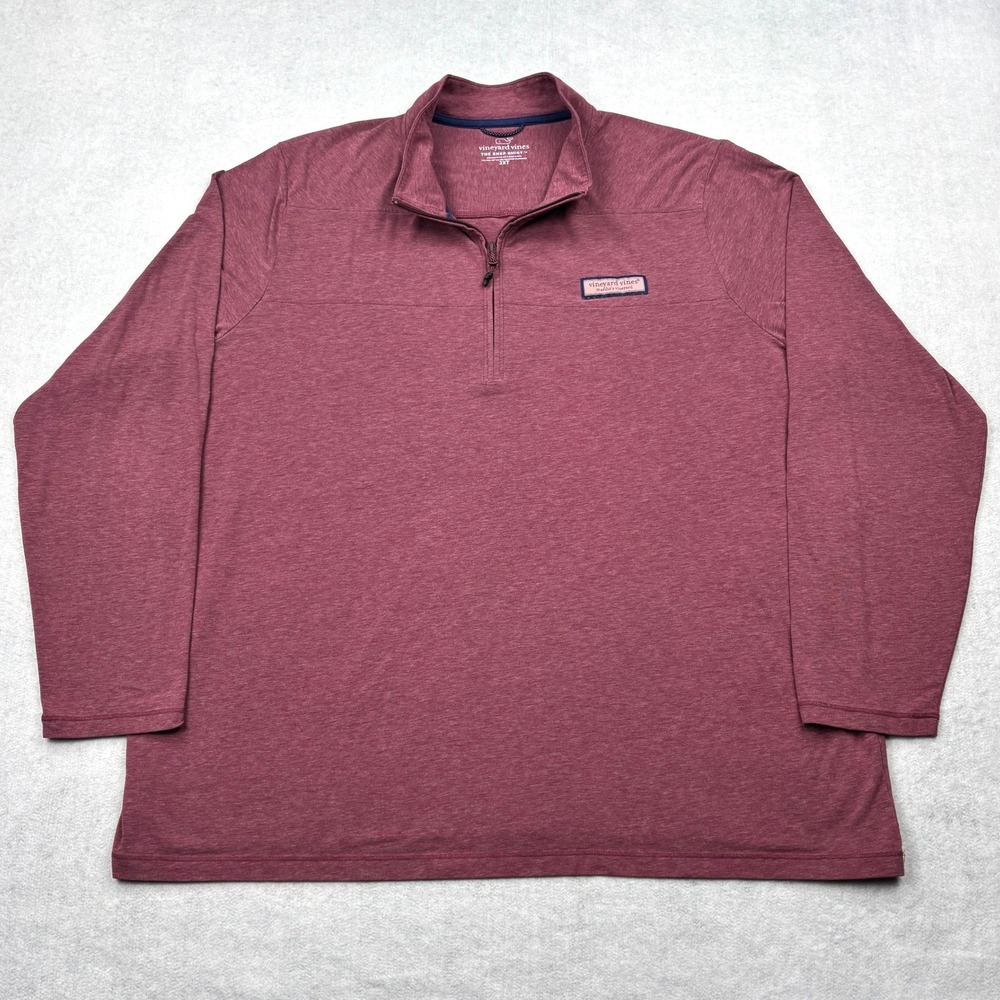 Vineyard Vines Shep Shirt Mens 2XT Burgundy Red Quarter Zip Pullover Pima Cotton